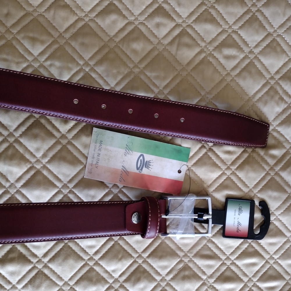 3/$30 New Alta Moda Italy Men's Burgundy Leather Belt